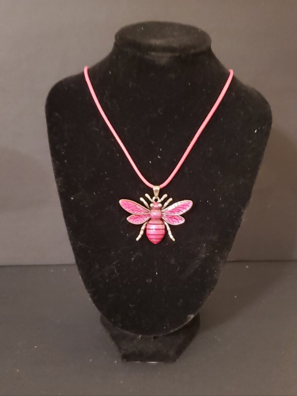 New Gothic Statement Pink Bumblebee Pendant Necklace